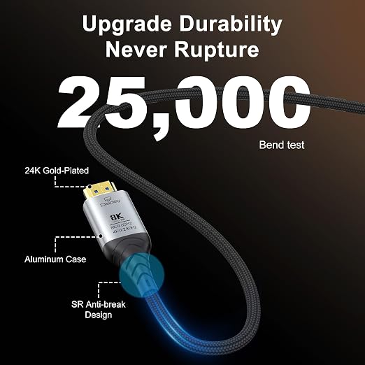 Fiber Optic HDMI Cable 30FT, 8K Long HDMI 2.1 Cable, 48Gbps Ultra High Speed - Image 6