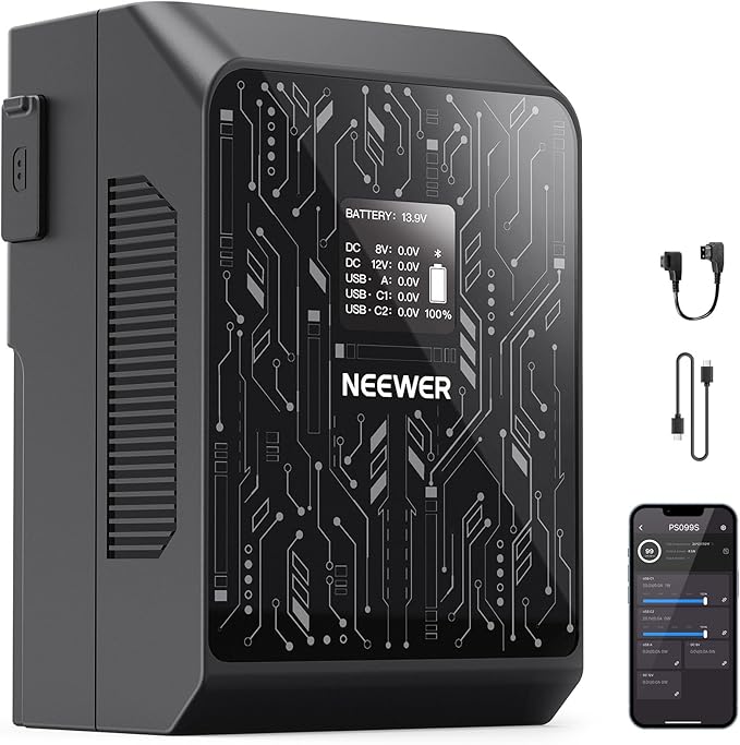 NEEWER Smart Mini V Mount Battery NEEWER APP Control, 6800mAh 99Wh 14.5V by Neewer