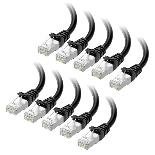 Cable Matters 10Gbps 10-Pack Snagless Short Shielded Cat 6A Ethernet Cable - 1ft by CableMatters