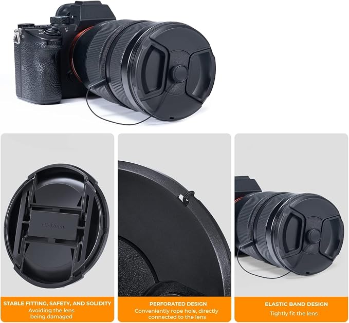 K&F Concept 40.5mm Lens Cap, 9-in-1 Center Pinch Lens Cover + Anti-Loss Keeper - Image 4