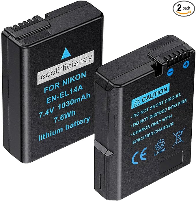 2-Pack of EN-EL14, EN-EL14A Batteries by ecoEfficiency