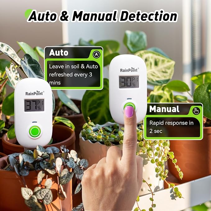 RAINPOINT Light-Driven Thermo-Hygrometer & Smart Digital Wireless Soil Moisture - Image 9