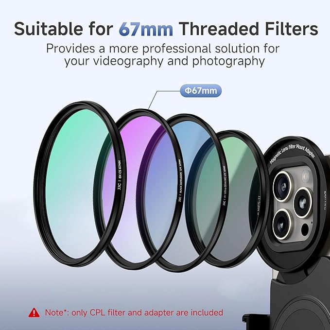 JJC 67mm CPL Filter for iPhone, Magnetic Circiular Polarizer Lens Filter - Image 3