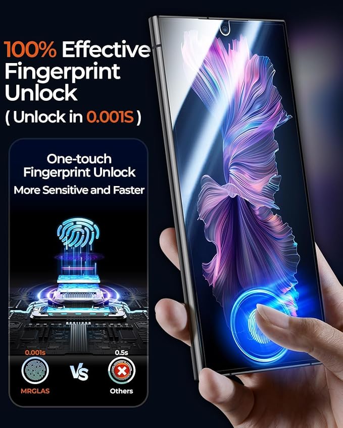 MRGLAS 2+2 Packs for Samsung Galaxy S24 Ultra Screen Protector 6.8'' - Image 4