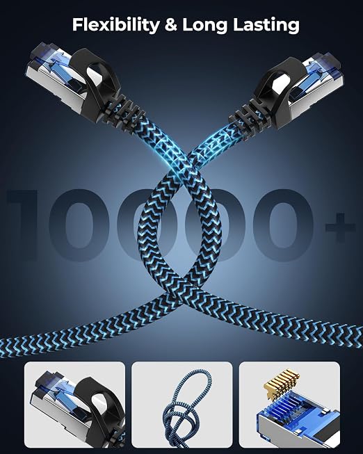 Cat8 Ethernet Cable 12 ft 10 Pack, High Speed 40Gbps 2000MHz, Compatible - Image 4