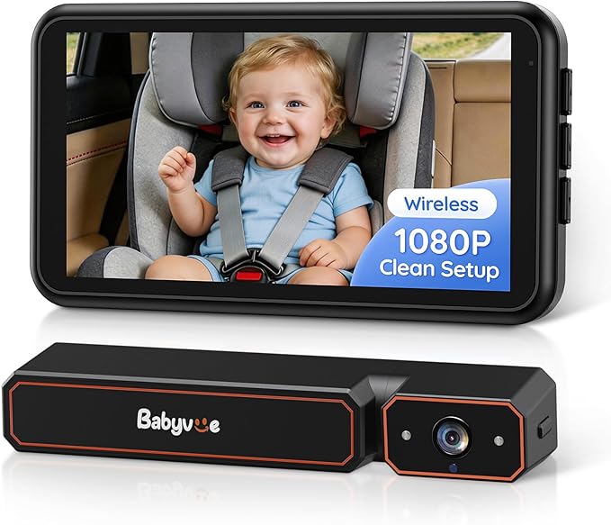 Babyvue Wireless Baby Car Camera, 5.2" Display, 1080P HD IR Night Vision by BabyVue