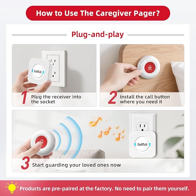 CallToU Caregiver Pager Elderly Alert Call Button - Image 6