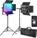 NEEWER 2 Pack PL60C RGB LED Panel Video Light Kit by Neewer