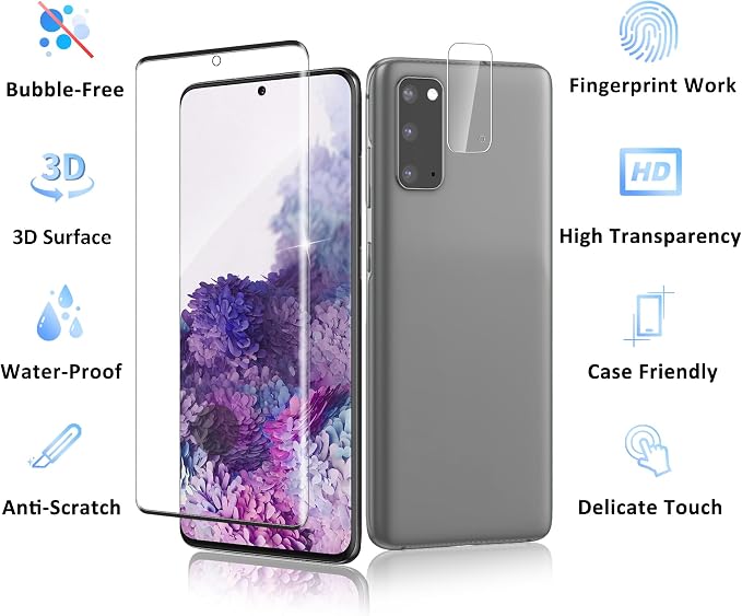 2+2 Pack for Samsung Galaxy S20 Screen Protector and Camera Protectors - Image 7