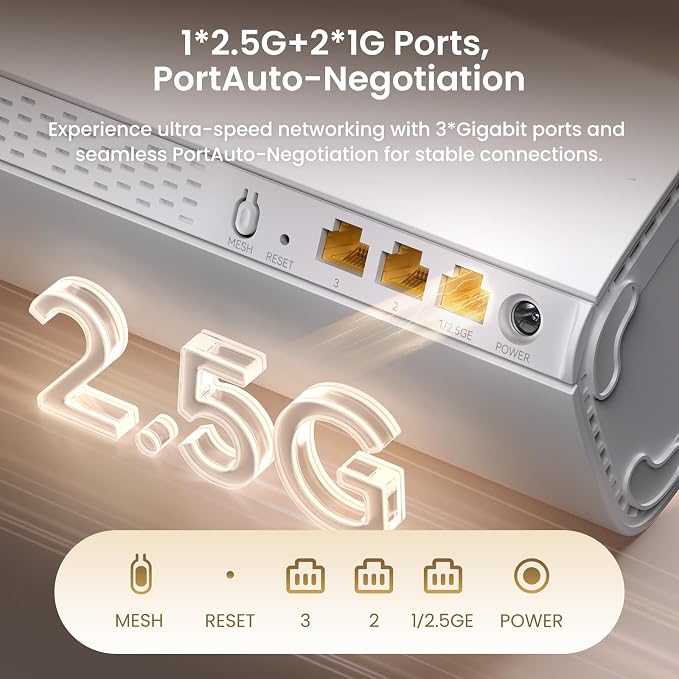 Tenda BE5100 WiFi 7 Mesh WiFi System – Dual-Band Whole-Home Coverage, 1×2.5G + - Image 5