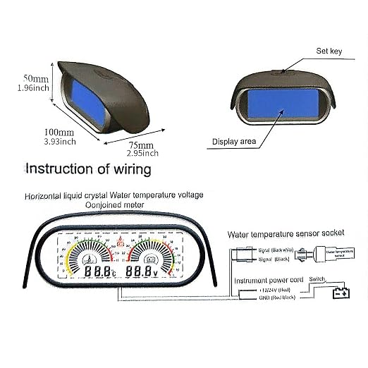 2-in-1 Auto Car LCD Meter Digital Voltage Water Temperature Fuel Gauge - Image 5