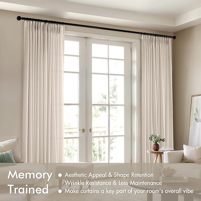 Memory Trained Pinch Pleated Curtains 102 Inches Long, Viral Linen Pinch Pleat - Image 3