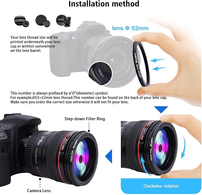 52mm Lens to 40.5mm Camera Filters Ring Compatible All 52mm Camera Lenses to - Image 4