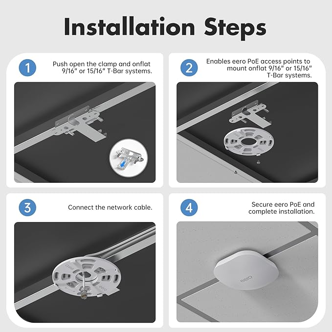 Eero PoE 7 & 6 T-Bar Ceiling Mount, Aluminum Tool-Free WiFi AP Bracket | T-Bar - Image 5