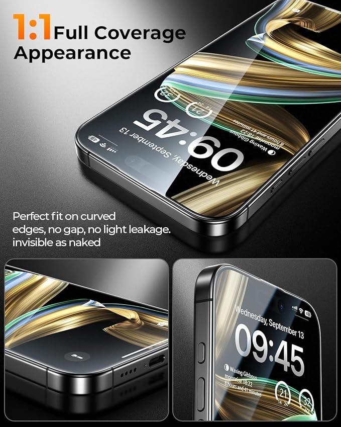 MRGLAS 4-Pack TOP 9H+ Glass for iPhone 15 Pro Max Privacy Screen Protector - Image 5