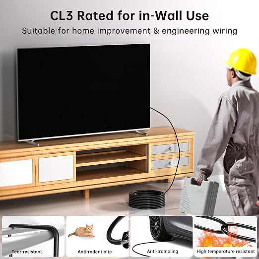 UL Certified CL3 Rated Fiber Optic HDMl Cable 25FT, 48Gbps Ultra Small - Image 2