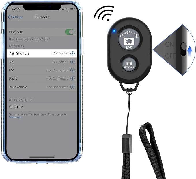 Wireless Camera Remote Shutter for Smartphones, Zttopo Wireless Phone Camera - Image 2