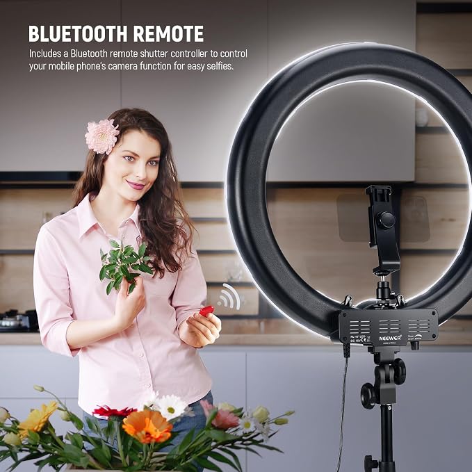 NEEWER 18" Ring Light, 58W 5500lx 5600K Dimmable CRI95 240 LEDs, Lighting - Image 6