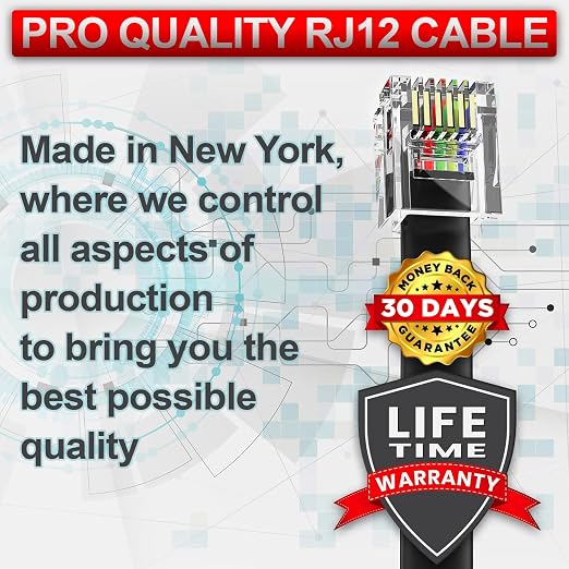 AmzDeals 2-Pack 3 Feet Black RJ12 6P6C Reverse Wired Cable, Pro Grade Voice - Image 4