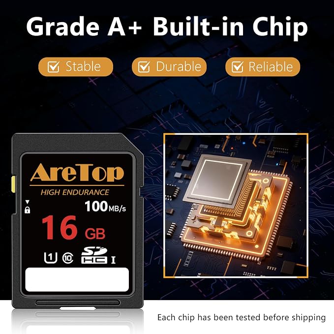 AreTop SD Card 16GB, 10 Pack UHS-I Class 10 SDHC Memory Card, 10 Pack 16GB Full - Image 3