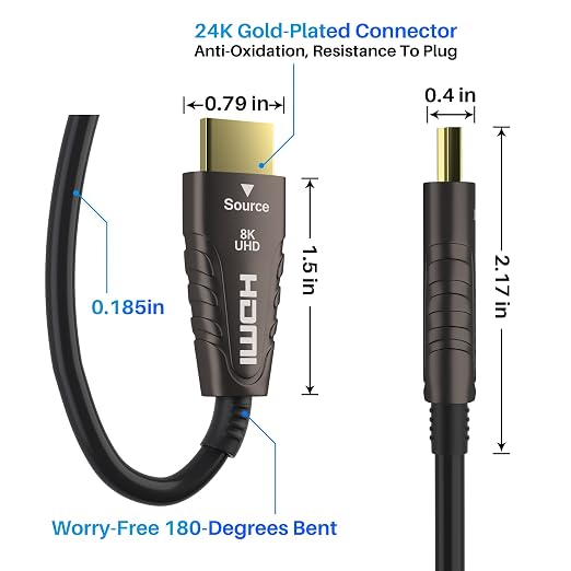 Adoreen 8K Fiber Optic HDMI 2.1 Cable 75 Feet, Active Optical HDMI Cord - Image 7
