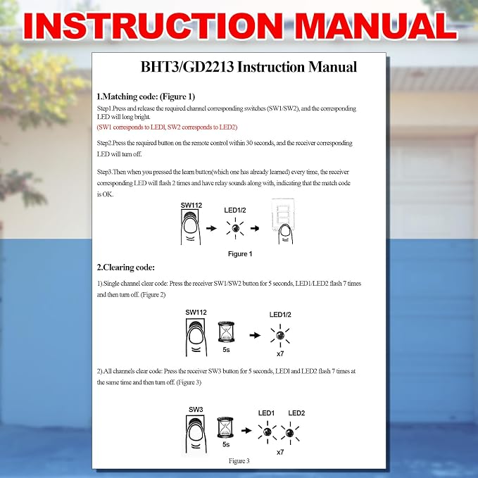 Kingdder 2 Pcs Garage Door Remote Compatible - Image 6