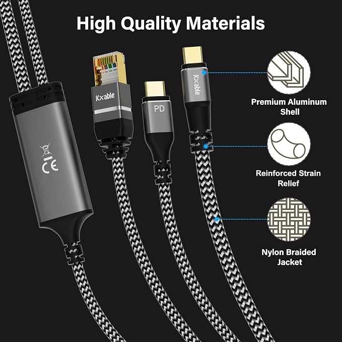 USB C to Ethernet Cable 6 FT, Type C to RJ45 Cord - Image 5