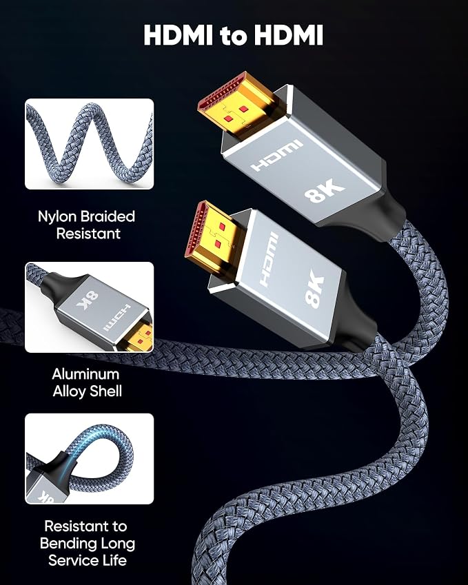 Capshi 100ft 8K 4K@120Hz HDMI Cable Long, Fiber Optic 48Gbps High Speed Cord - Image 6