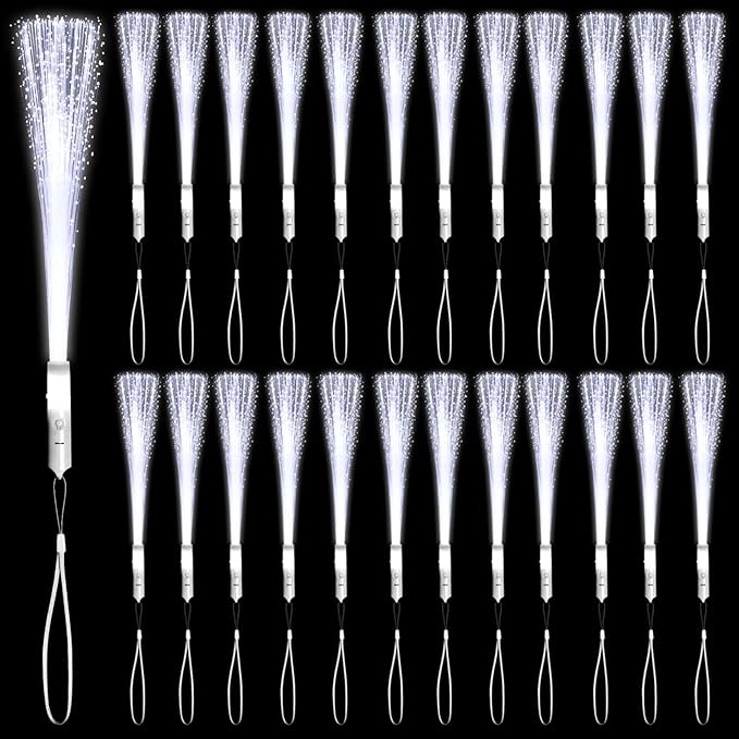 36 Pack White Glow Sticks Light Up Fiber Optic Stick Glow Wands Bulk by NUDALA