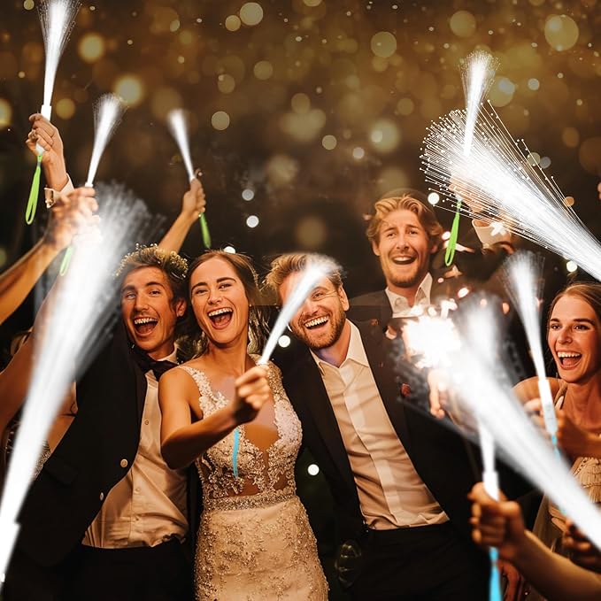 SHQDD 200 PCS White Fiber Optic Wands, Neon Party Supplies, LED Fiber Wands - Image 3