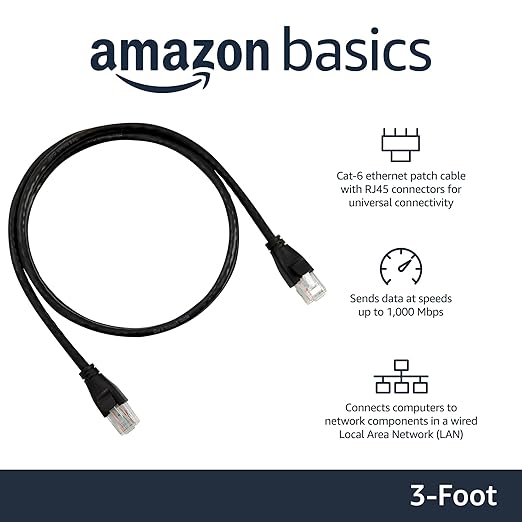 Amazon Basics RJ45 Cat-6 Ethernet Patch Cable, 1Gpbs Data Transfer Speed - Image 2