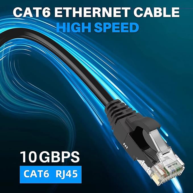 Adoreen Cat 6 Ethernet Cable 20 Ft-Black, Outdoor & Indoor Snagless Long Round - Image 5
