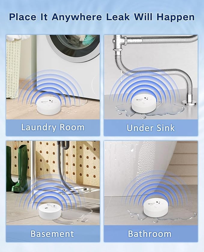 Geevon 3 Pack Water Leak Detectors, 100dB Water Sensor Alarms Flood Detector - Image 4