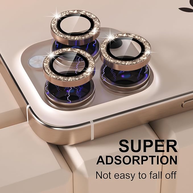 Misea Compatible for iPhone 16 Pro/iPhone 16 Pro Max Camera Lens Protector Bling - Image 6