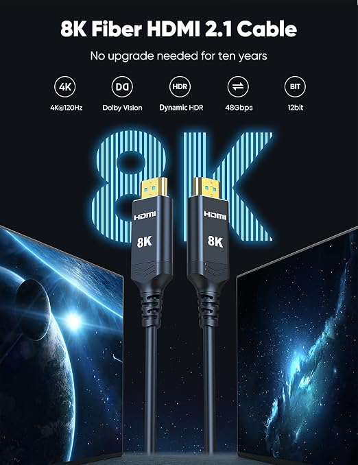 Highwings 8K 4K 120HZ 40 FT HDMI Cable Fiber Optic, Unidirectional in-Wall CL3 - Image 2