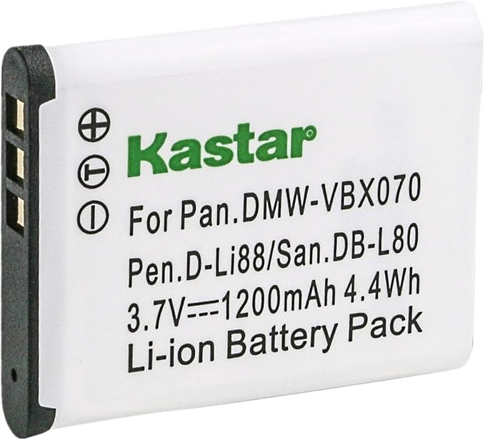 Kastar VBX070 Battery 2 Pack for Pentax D-Li88 Panasonic VW-VBX070 Sanyo DB-L80 - Image 2