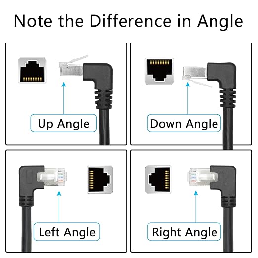90 Degree Cat6 Ethernet Extension Cable 1FT, Up Angle RJ45 Male to Female - Image 2