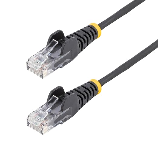 StarTech.com 4ft Black Slim CAT6 Ethernet Cable, Snagless RJ45, 28AWG Pure Bare by StarTech