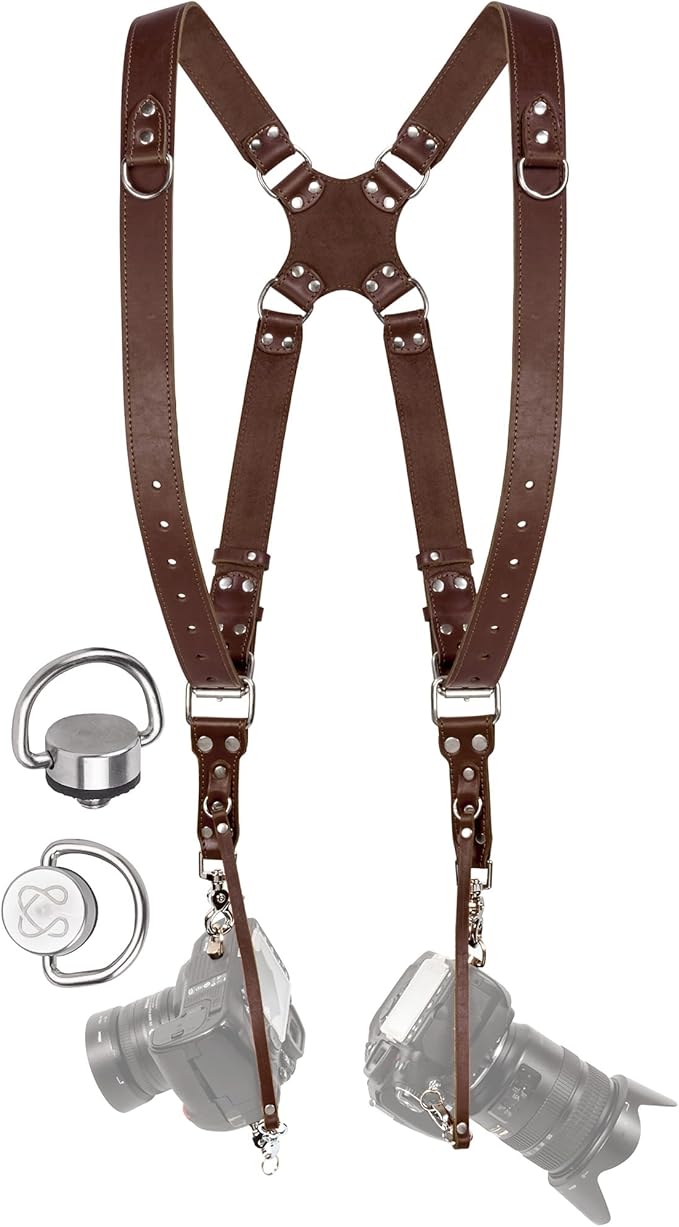 C Coiro Dual Camera Harness Shoulder Leather Camera Strap by CCoiro