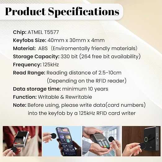 10pcs T5577 RFID Keyfobs 125kHz Writable T5577 Key Tags Proximity ID Card Token - Image 4