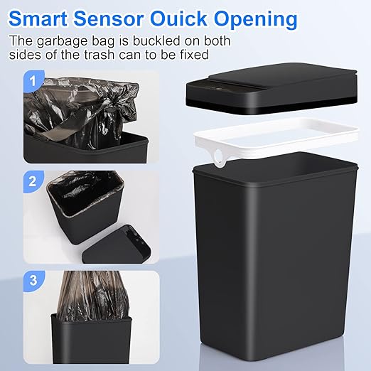 Anborry Bathroom Automatic Trash Can 2 Pack 2.2 Gallon Touchless Motion Sensor - Image 7