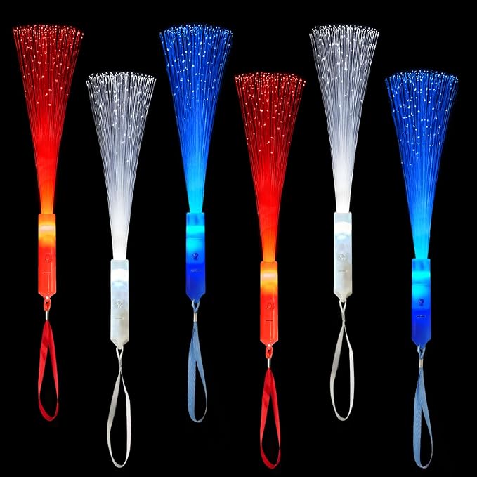 Patriotic Red White Blue Glow Sticks Party Favors Supplies by Wondrus