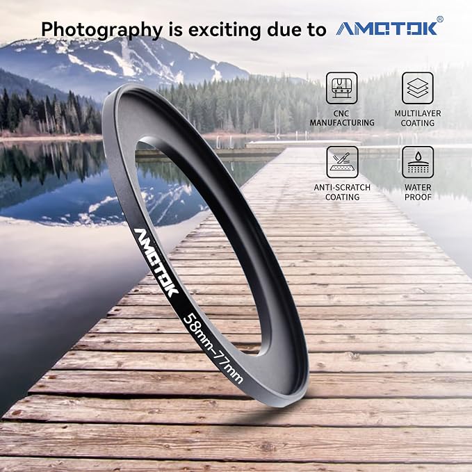 58mm to 77mm Camera Filters Ring Compatible All 58mm Camera Lenses to 77mm UV - Image 2