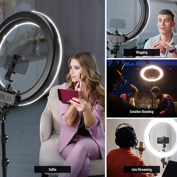 NEEWER 55W 18"/45cm Ring Light Kit, 5600K Dimmable LED Ringlight Tripod Stand - Image 5
