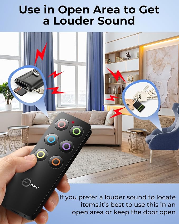 Esky Key Finder Locator with Sound, Stick-on TV Remote Control Finder, Item - Image 6