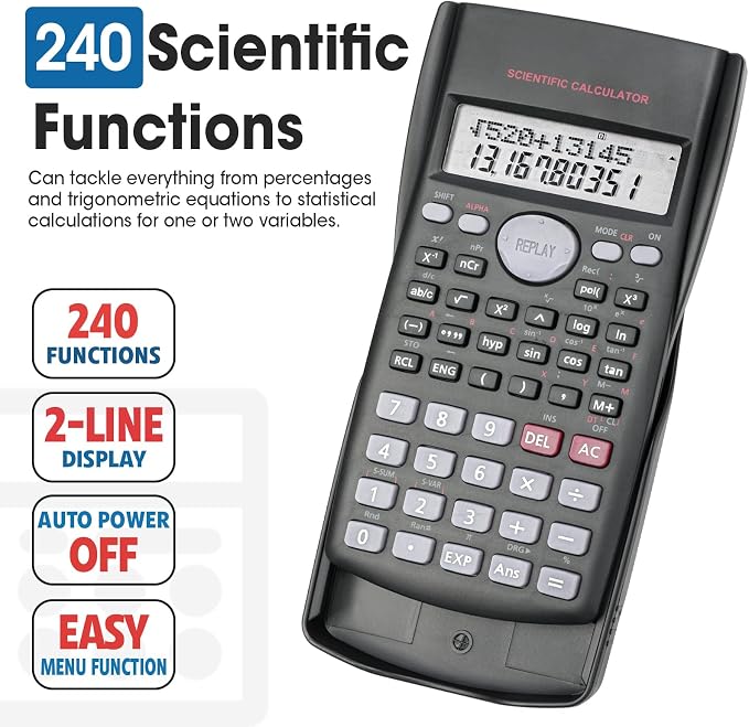 5 Pack Scientific Calculators, 2-Line Large Screen Display 240 Functions - Image 2