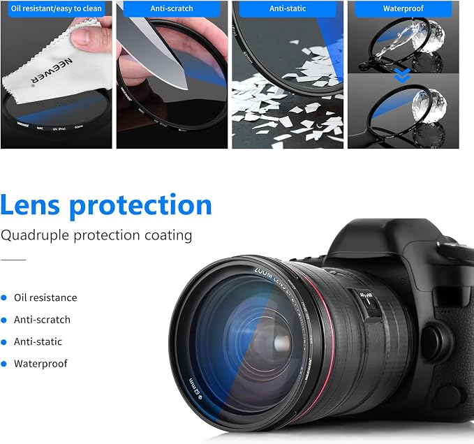 NEEWER 62mm MRC UV Protection Filter 30 Layer Multi Resistant Nano Coatings/HD - Image 6