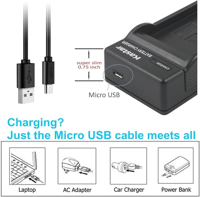 Kastar 2-Pack Battery & Slim USB Rapid Charger Replacement - Image 2
