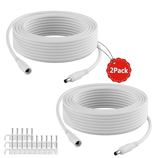 12V DC Power Extension Cable 50 FT, 5.5 mm x 2.1 mm 5521 Male to Female Supply by Conable