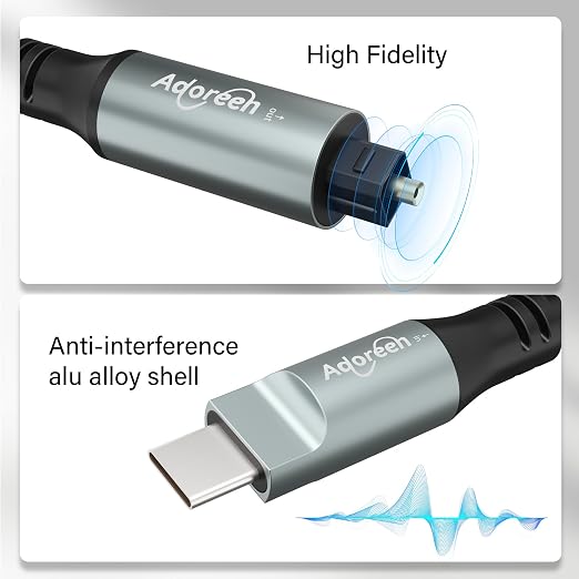 Adoreen Unidirectional USB C to Toslink Digital Optical Audio Cable 10 Ft - Image 4